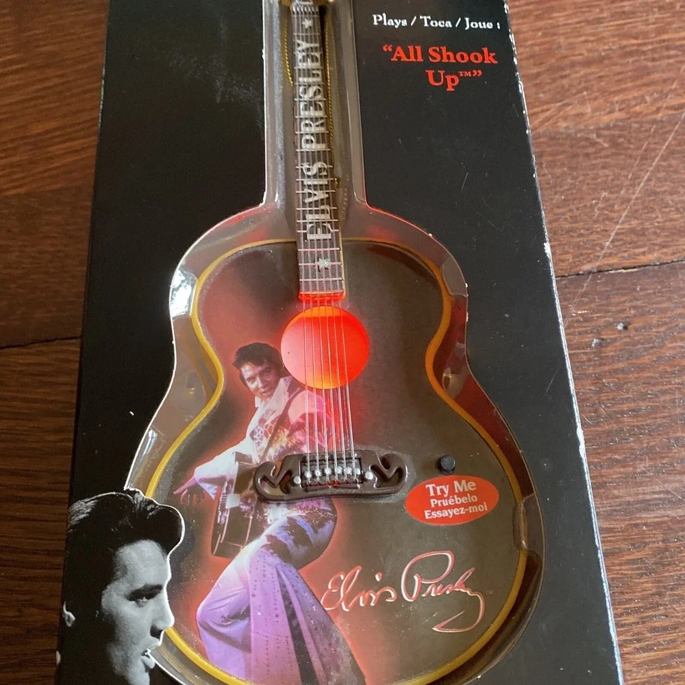 Santa Best Elvis Presley Musical Guitar Ornament Plays‎ 